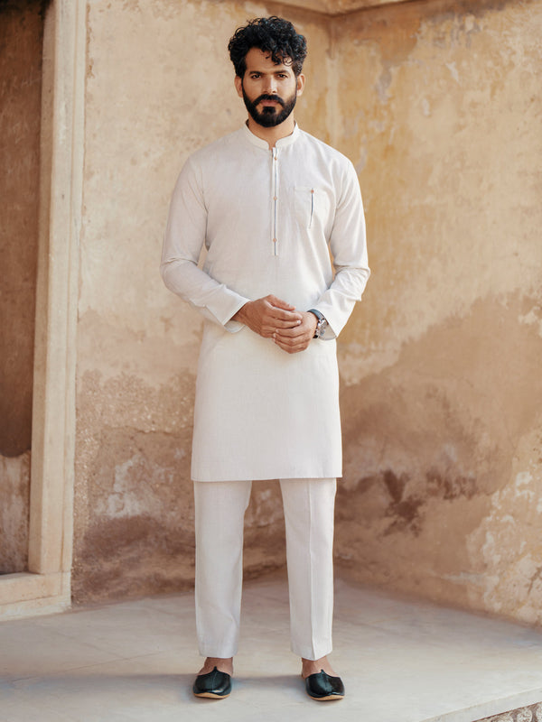 Light Blue Blended Kurta Trouser - AL-KT-3065
