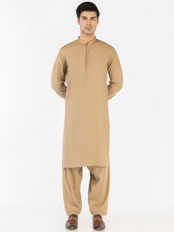 Beige Blended Kameez Shalwar - AL-KS-3180