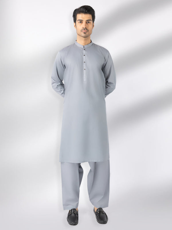 Light Grey Cotton Kameez Shalwar - AL-KS-3242B