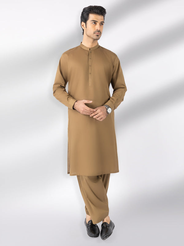 Olive Cotton Kameez Shalwar - AL-KS-3242D