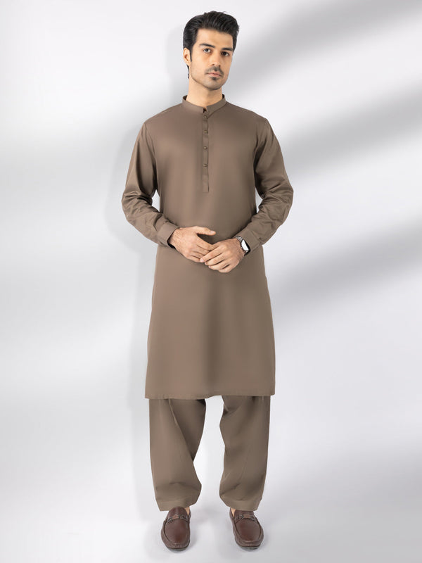 Olive Green Cotton Kameez Shalwar - AL-KS-3242E