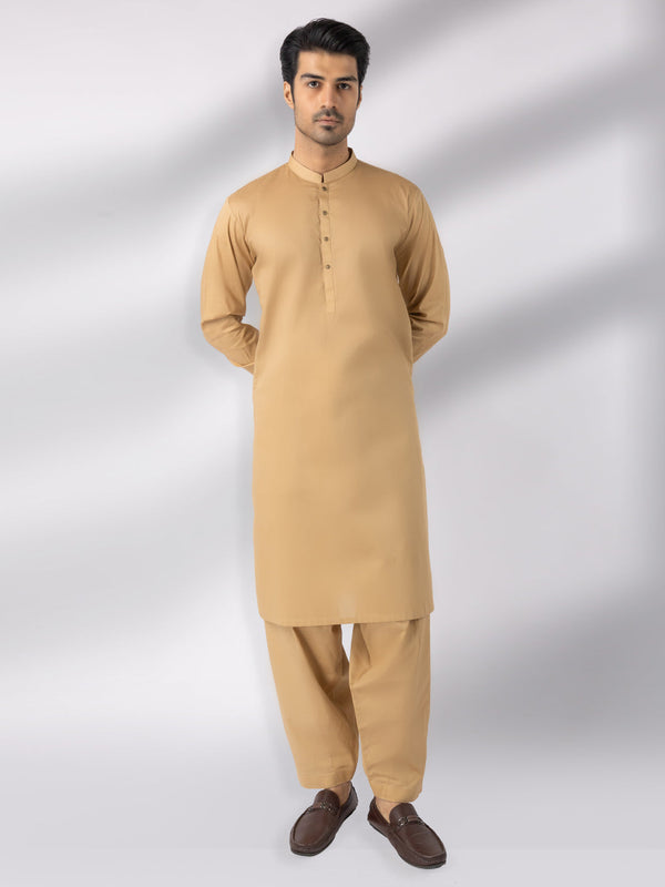 Beige Cotton Kameez Shalwar - AL-KS-3245C