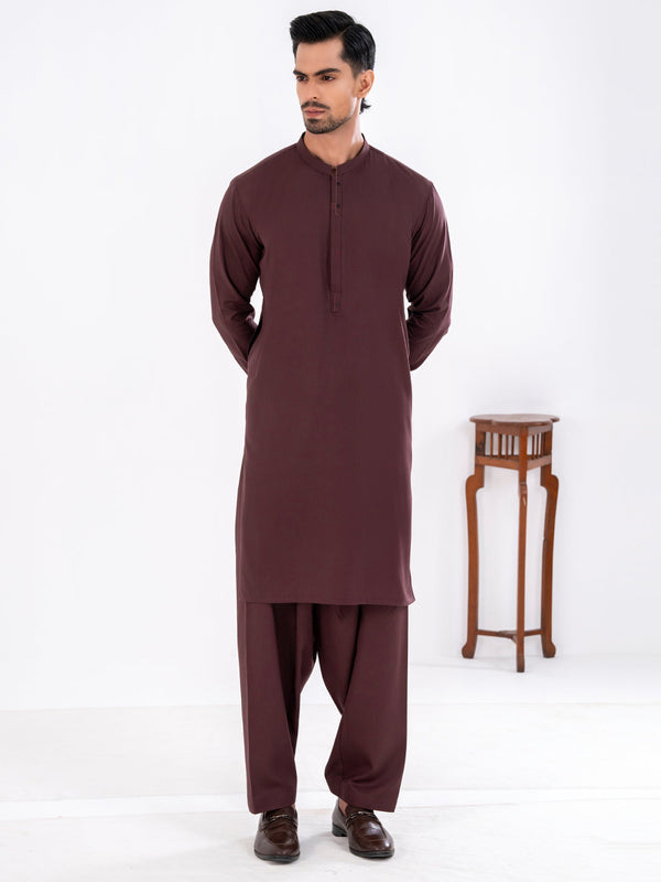 Maroon Blended Kameez Shalwar - AL-KS-3249