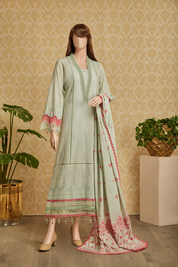Unstitched Embroidered Chikankari Lawn 3 Piece
