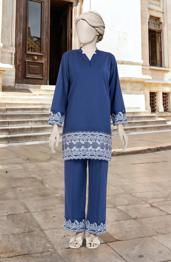 EMBROIDERED CAMBRIC STITCHED 2 PIECE