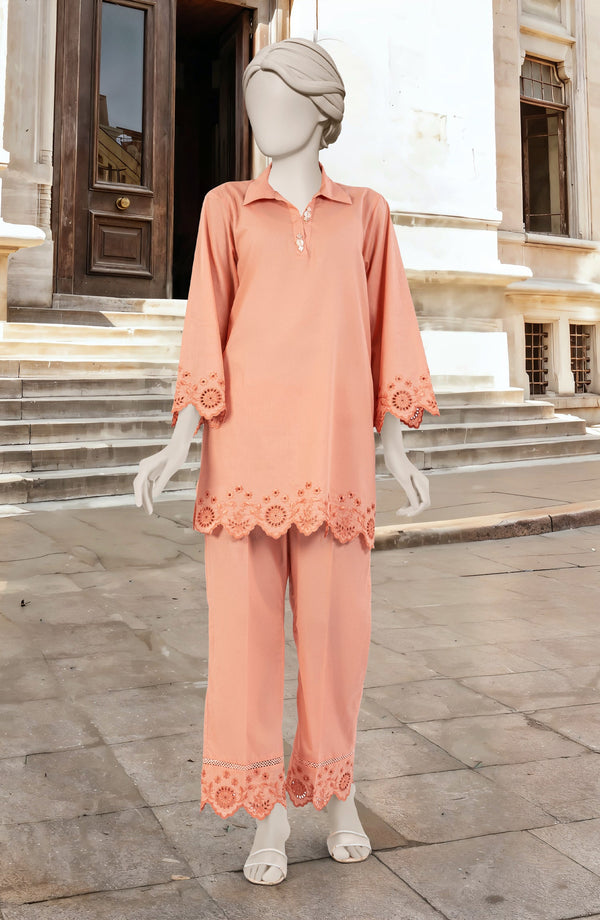 EMBROIDERED CAMBRIC STITCHED 2 PIECE