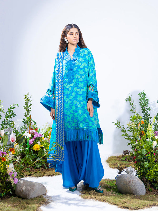3pc Unstitched - Printed Lawn Silk (SI5)