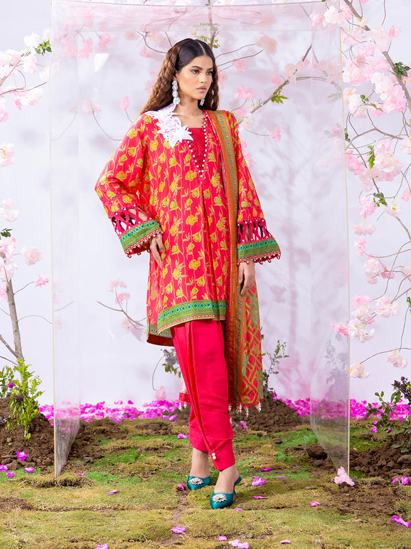 3pc Unstitched - Printed Lawn Silk (SI1)