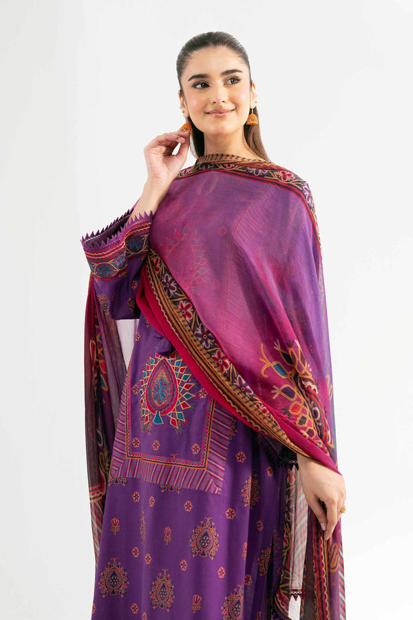 2 Piece - Digital Printed Embroidered Suit - 42501723