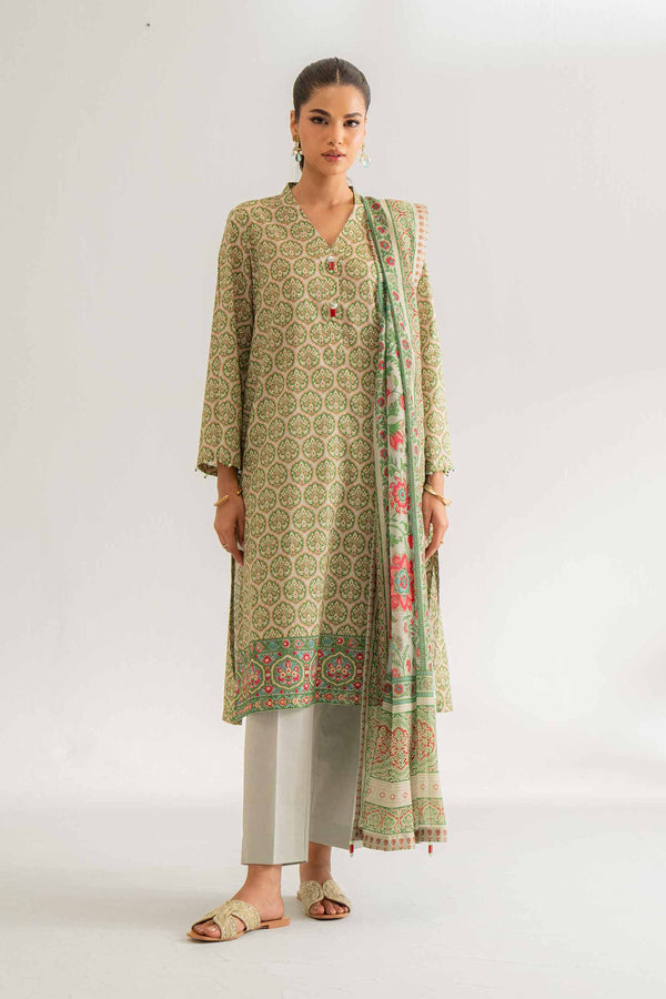 2 Piece - Digital Printed Embroidered Suit - 42501759