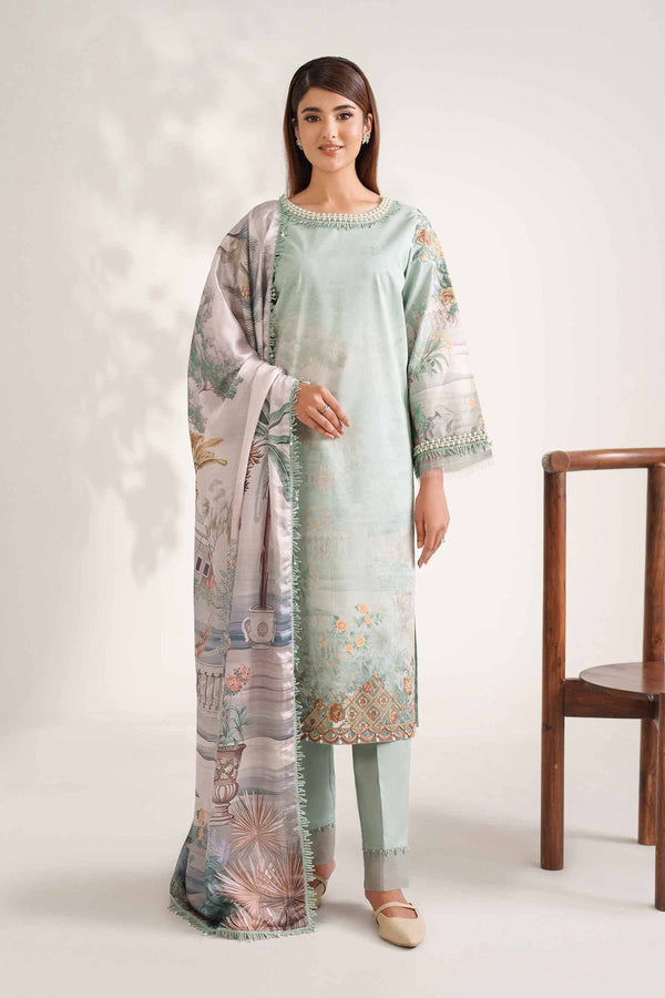 3 Piece - Digital Printed Embroidered Suit - 42502217