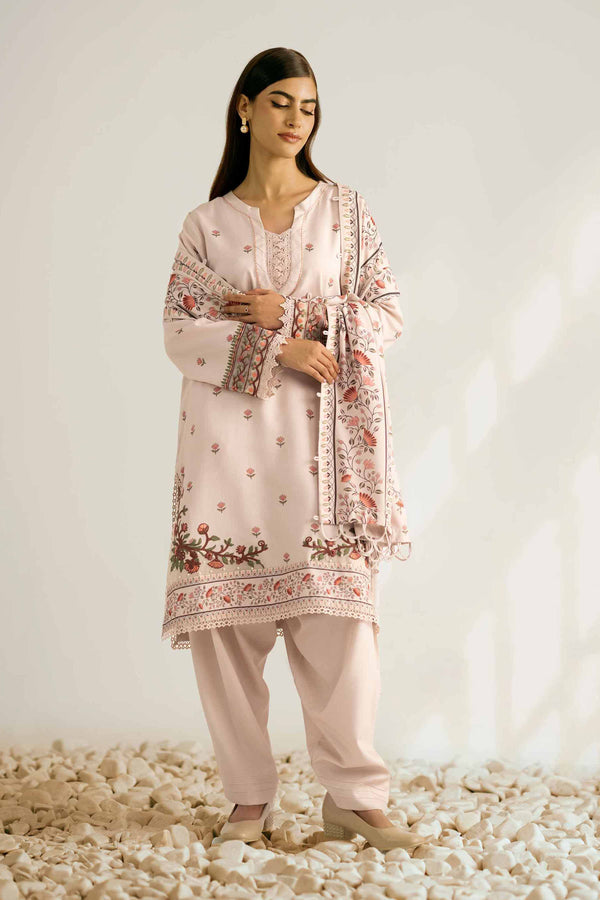 3 Piece - Printed Embroidered Suit - 42502364
