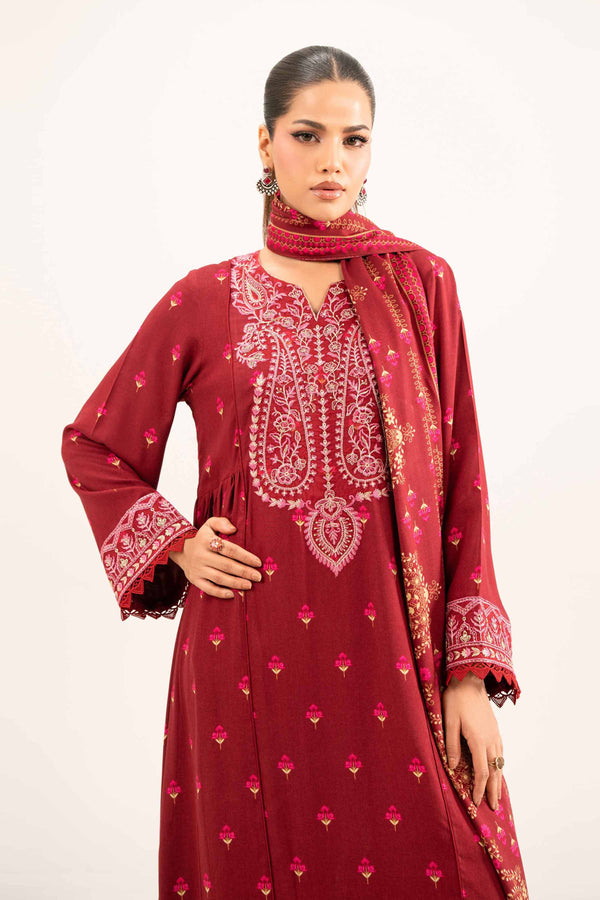3 Piece - Printed Embroidered Suit - 42502365