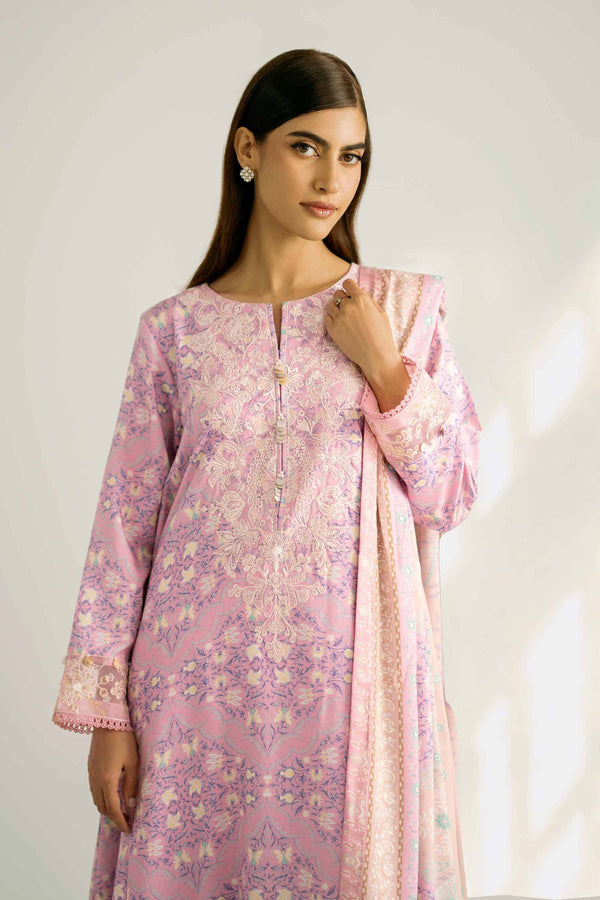 3 Piece - Printed Embroidered Suit - 42502366