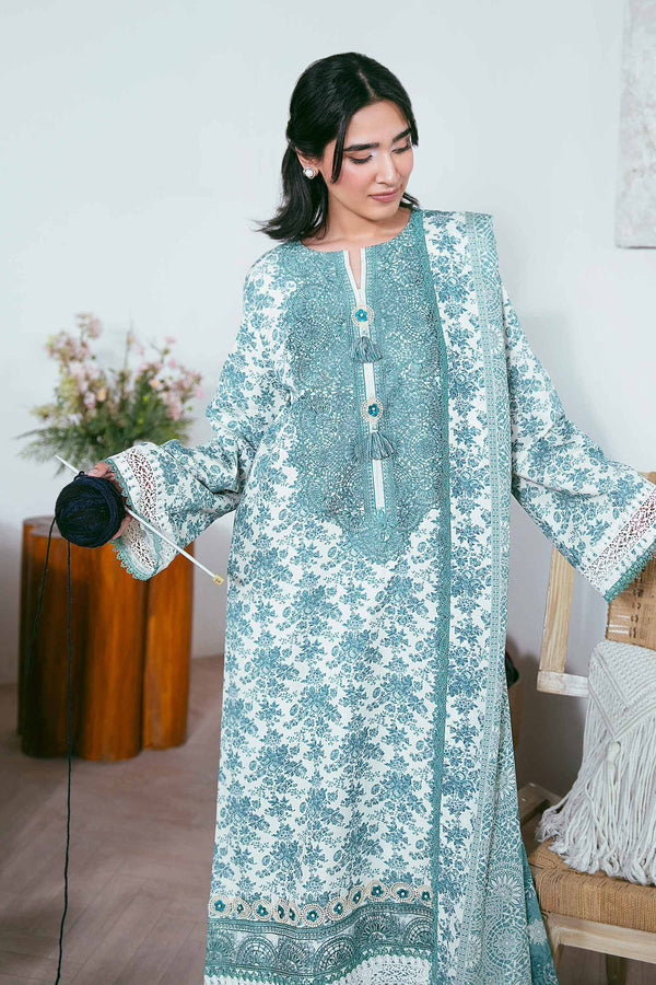 3 Piece - Printed Embroidered Suit - 42502459