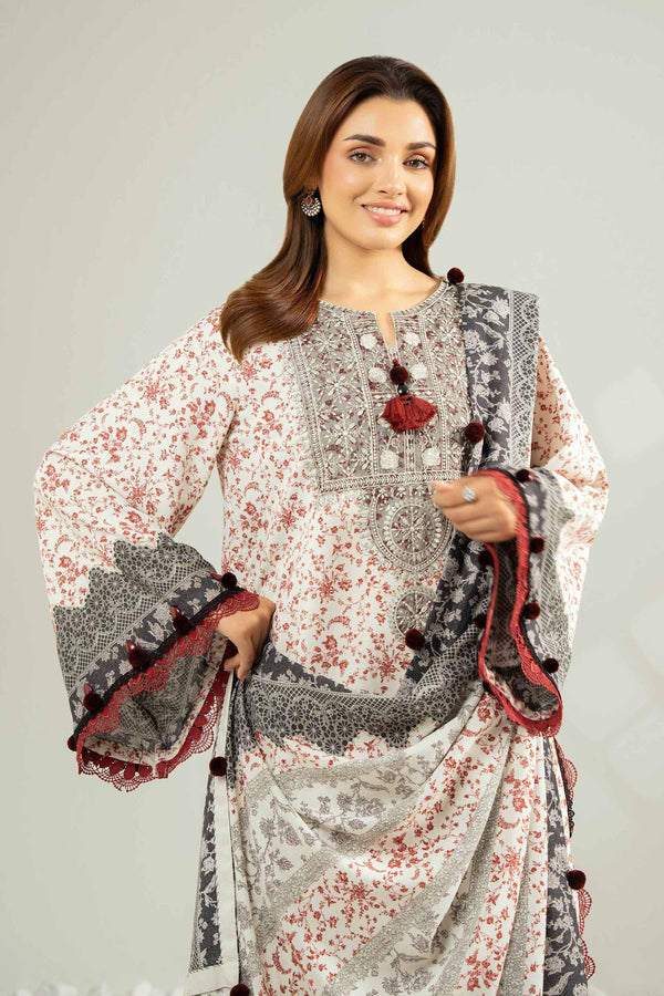 3 Piece - Printed Embroidered Suit - 42502460