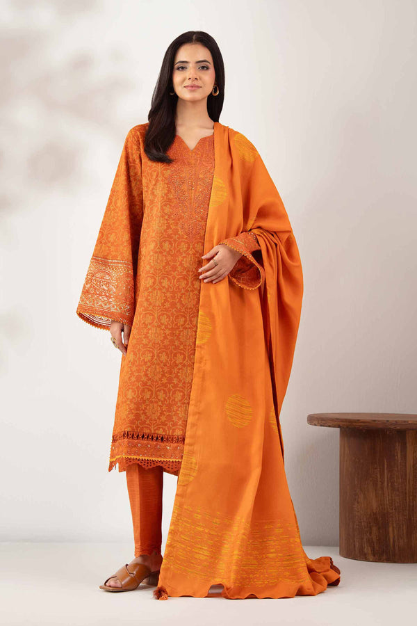 3 Piece - Printed Embroidered Suit - 42502521