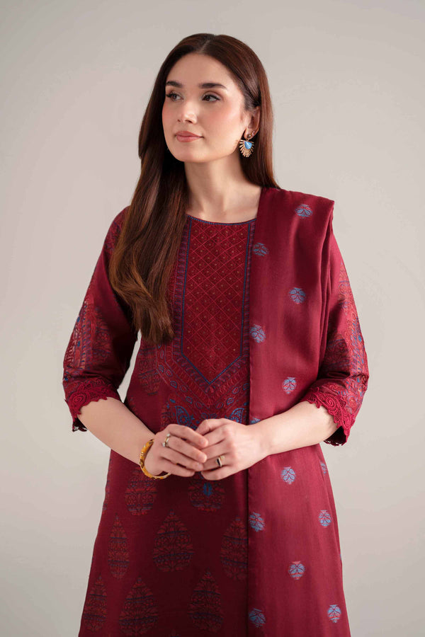 3 Piece - Printed Embroidered Suit - 42502522