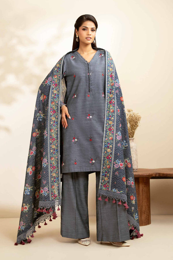 3 Piece - Printed Embroidered Suit - 42502537
