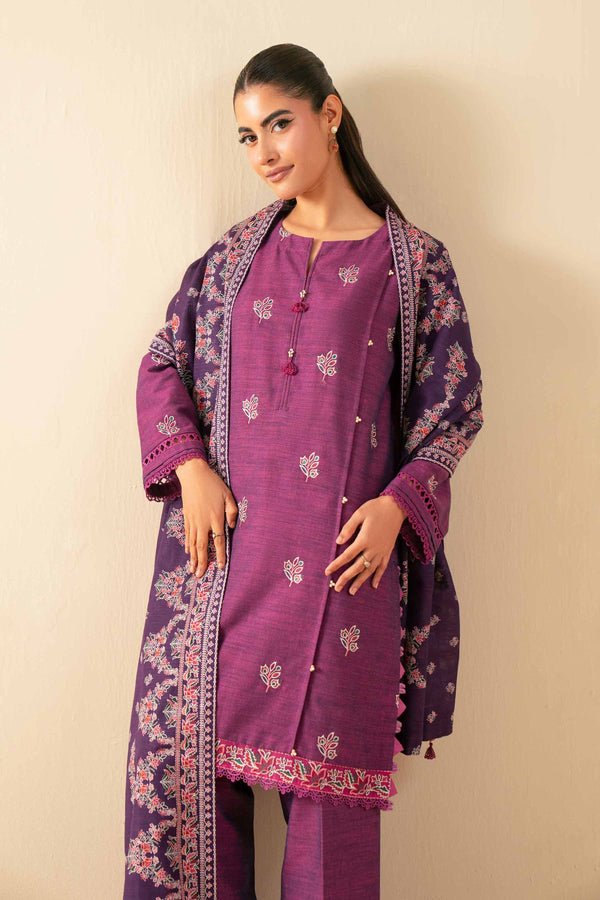 3 Piece - Printed Embroidered Suit - 42502539