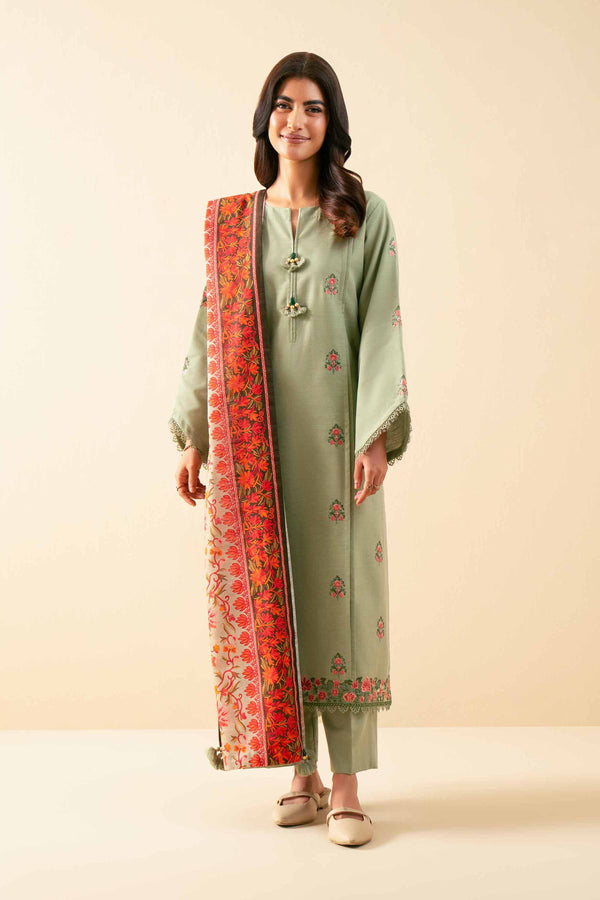 3 Piece - Printed Embroidered Suit - 42502541