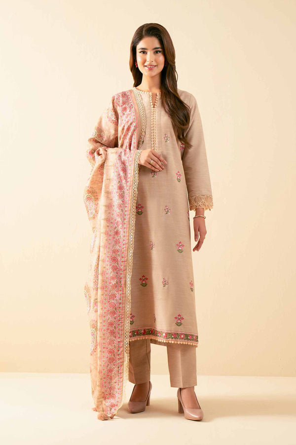3 Piece - Printed Embroidered Suit - 42502543