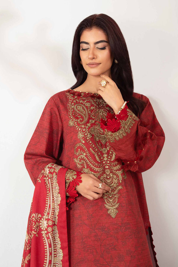 3 Piece - Digital Printed Embroidered Suit - 42502575