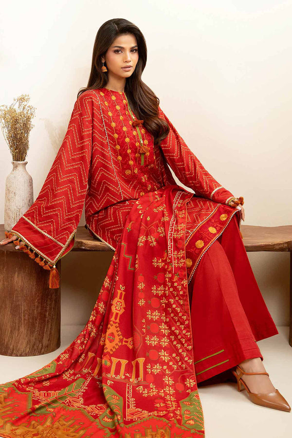 3 Piece - Digital Printed Embroidered Suit - 42502579