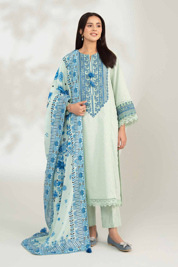 3 Piece - Digital Printed Embroidered Suit - 42502595