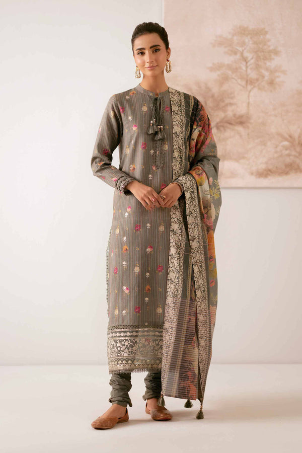 3 Piece - Digital Printed Embroidered Suit - 42502611