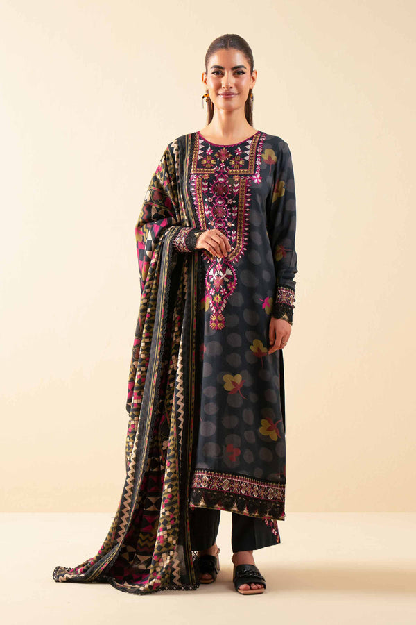 3 Piece - Printed Embroidered Suit - 42502616