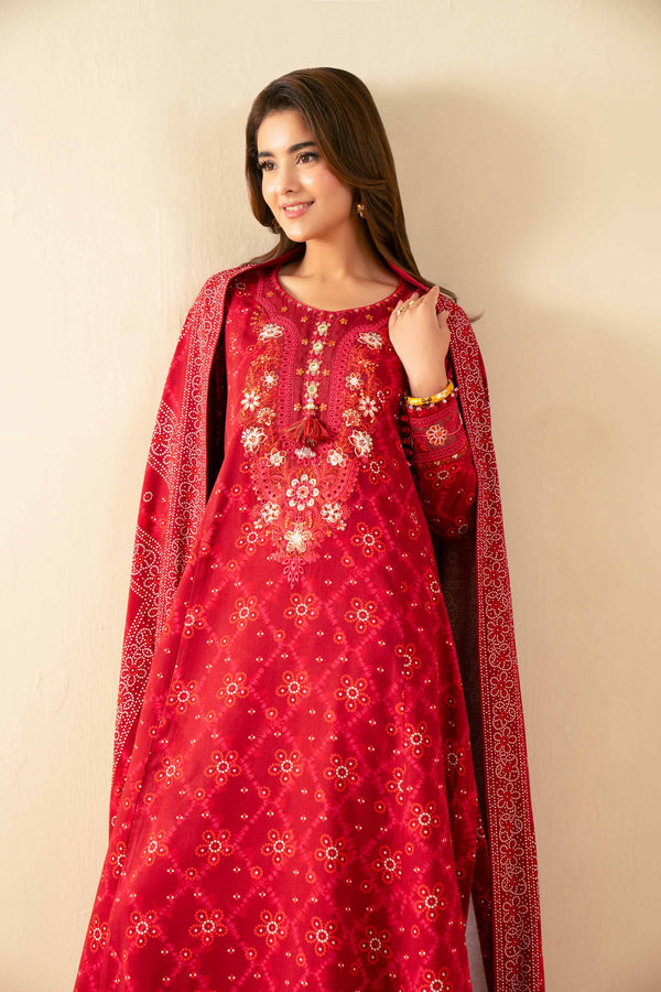 3 Piece - Printed Embroidered Suit - 42502617