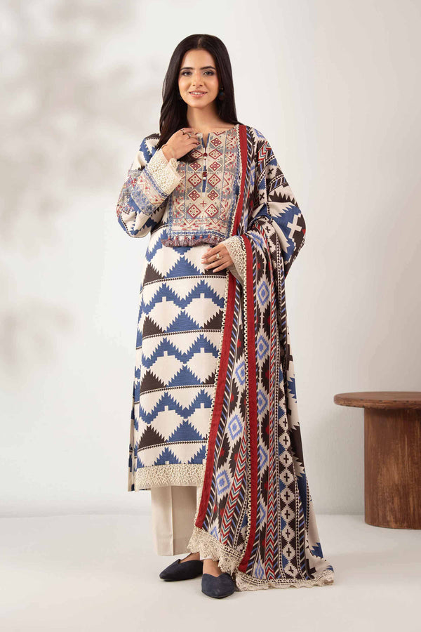 3 Piece - Printed Embroidered Suit - 42502622