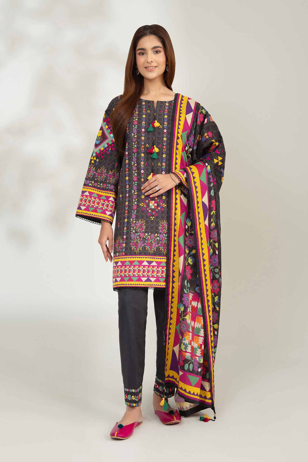 3 Piece - Digital Printed Embroidered Suit - 42502637