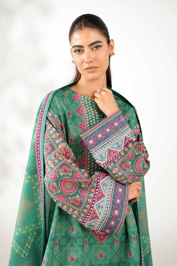 3 Piece - Digital Printed Embroidered Suit - 42502638