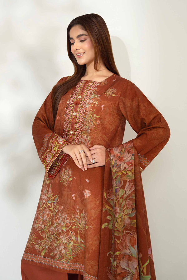 3 Piece - Digital Printed Embroidered Suit - 42502639