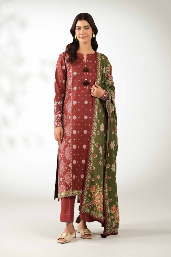3 Piece - Digital Printed Embroidered Suit - 42502640