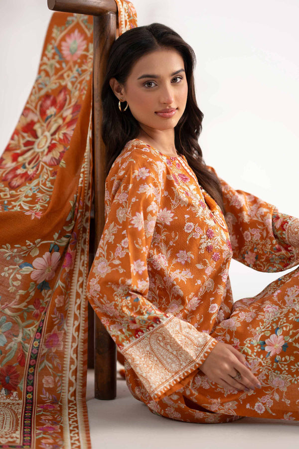 3 Piece - Digital Printed Embroidered Suit - 42502647