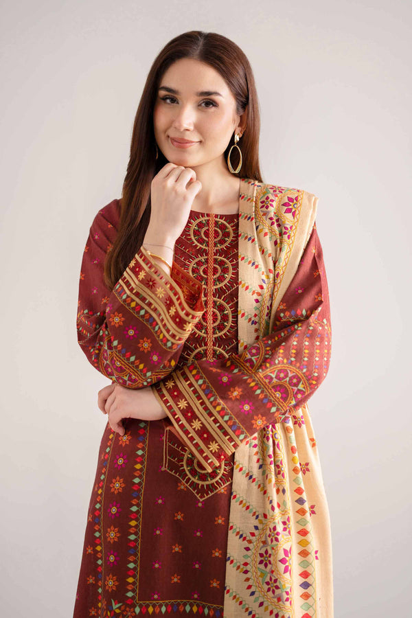 3 Piece - Digital Printed Embroidered Suit - 42502650