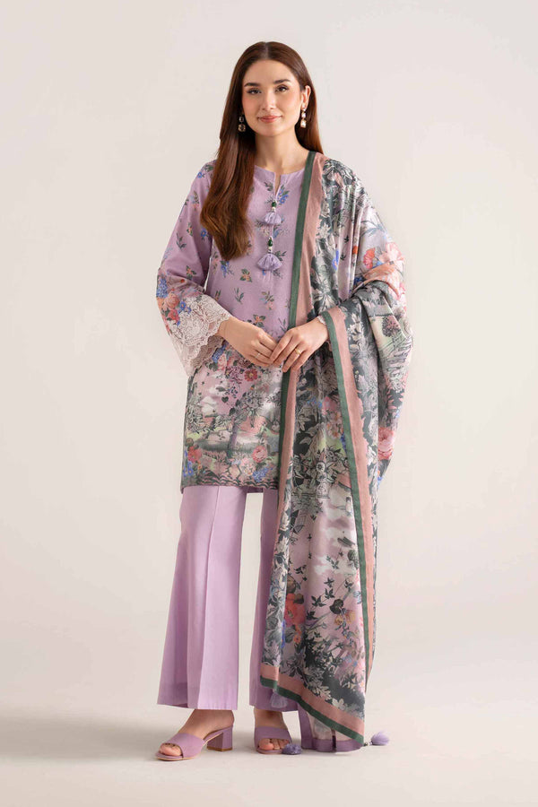 3 Piece - Digital Printed Embroidered Suit - 42502651