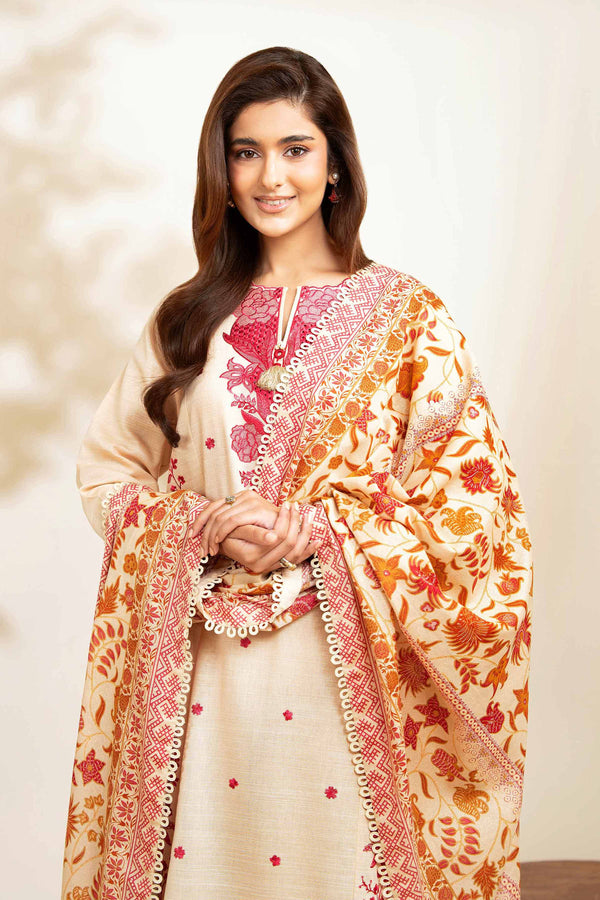 3 Piece - Printed Embroidered Suit - 42502688