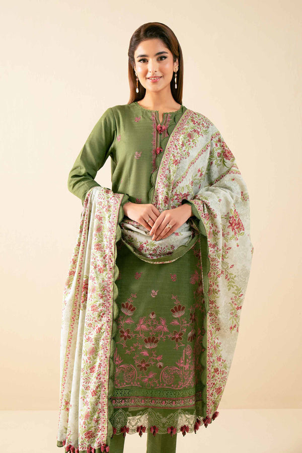 3 Piece - Printed Embroidered Suit - 42502690