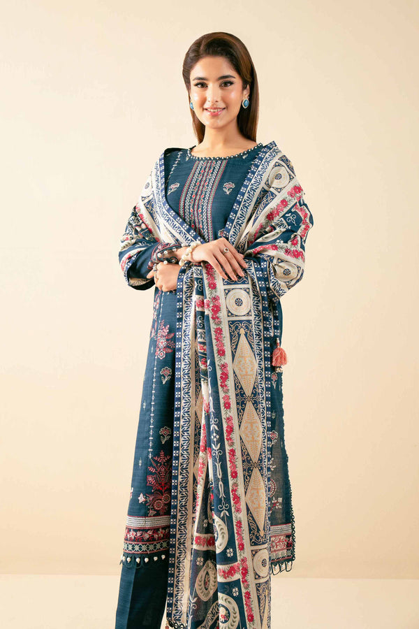 3 Piece - Printed Embroidered Suit - 42502693