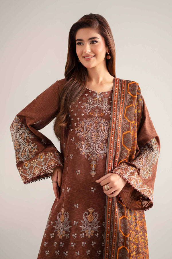 3 Piece - Digital Printed Embroidered Suit - 42502700