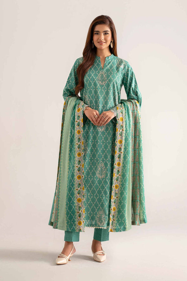 3 Piece - Digital Printed Embroidered Suit - 42502708