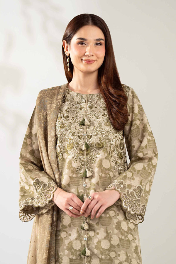 3 Piece - Digital Printed Embroidered Suit - 42502709