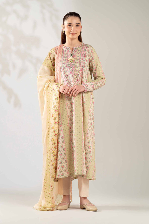 3 Piece - Digital Printed Embroidered Suit - 42502710