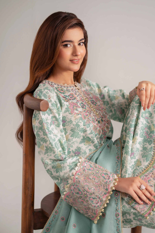3 Piece - Digital Printed Embroidered Suit - 42502726