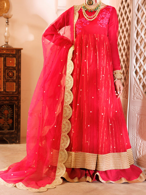 Pink Organza Formal 3Pc Stitched - AL-3PS-LS-483