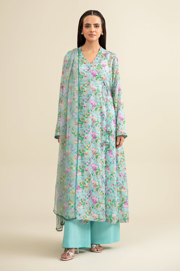 3 Piece - Printed & Embroidered Suit - MC1813-1